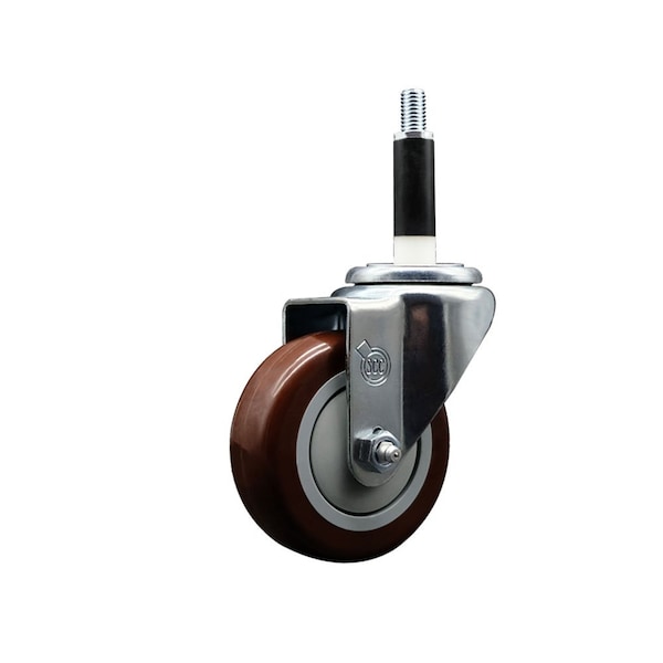 3.5'' Maroon Poly Wheel Swivel 7/8'' Expanding Stem Caster